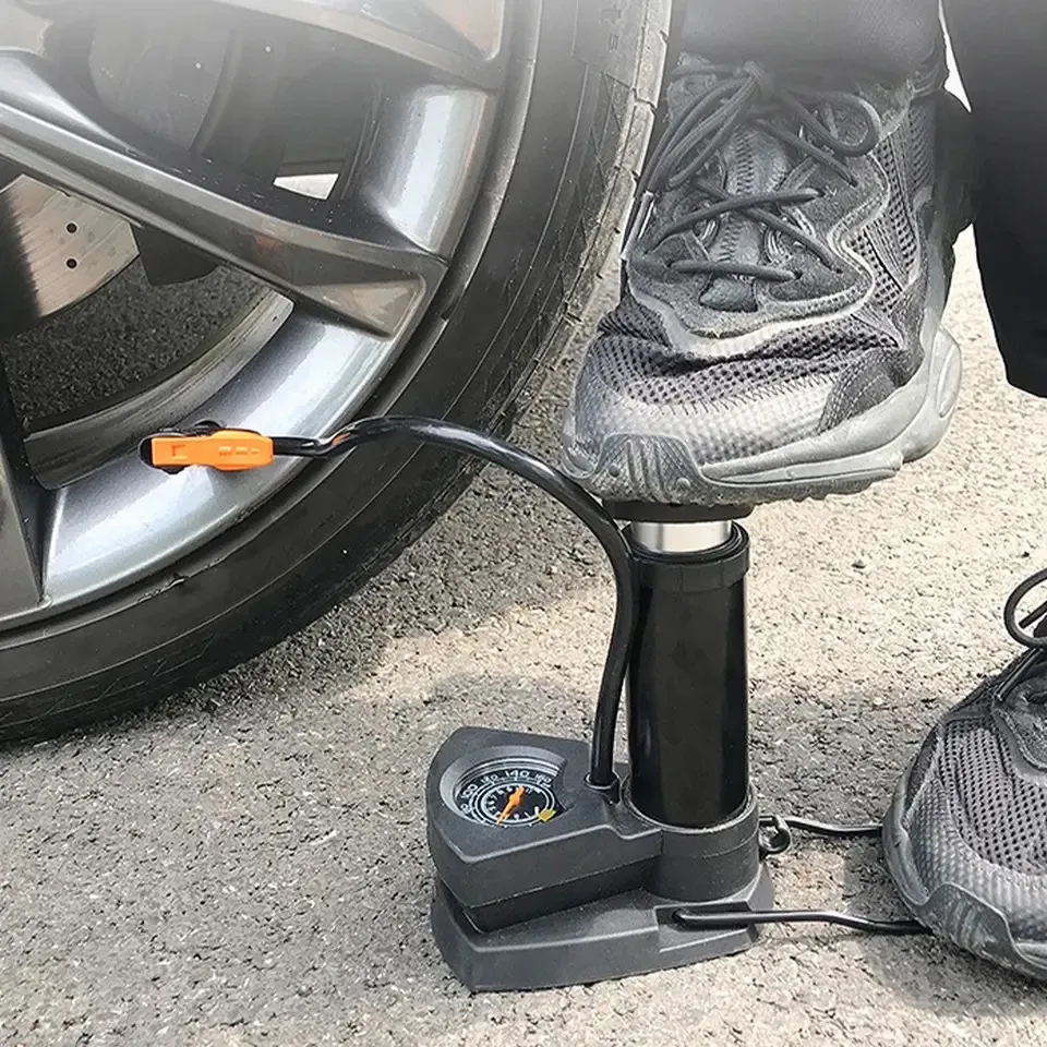 High Pressure Foot Air Pump with Gauge Heavy-Duty Foot Bike Pump for  Bicycle Ball Scooter Car Inflatable Toys Mini Pump