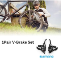 Shimano V-Brake Set, Brake/Shift Lever with Brake Cable, 7 Speed Gears Brake Combination with Gear Indicator for V-Brake, Black (L3 × R7 Gears) Shimano Gear Shifter. 