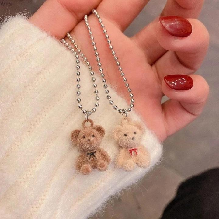 Korean Fashion Cute Teddy Bear Pendant Necklace For Women Girls Jewelry