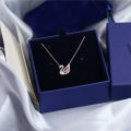 SNPQ Blue Pink Swan Necklace For Women Simple And Elegant Triangle Crystal Necklace Gift Boutique Jewelry Neck Chains Pendant. 
