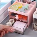 Small Rabbit Desk Organizer With 2 Drawer, Office Desktop Storage Box, Business Card/Pen/Pencil/Mobile Phone/Stationery Holder Storage Box, Makeup Organizer for Office School Home - Makeup storage organizer. 