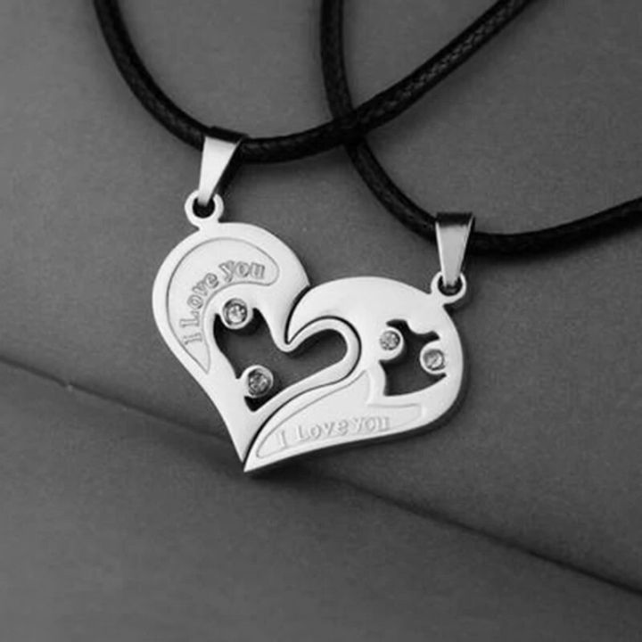 【wholesle668 Store】Pair Fashion Couple Necklace Jewelry Necklace Unisex Lovers Couples Jewelry Best Valentine's Gift