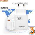FASTER FC-11QC 20W Fast Mobile Charger Qualcomm QC 3.0A with Android Cable - 3A Fast charging. 
