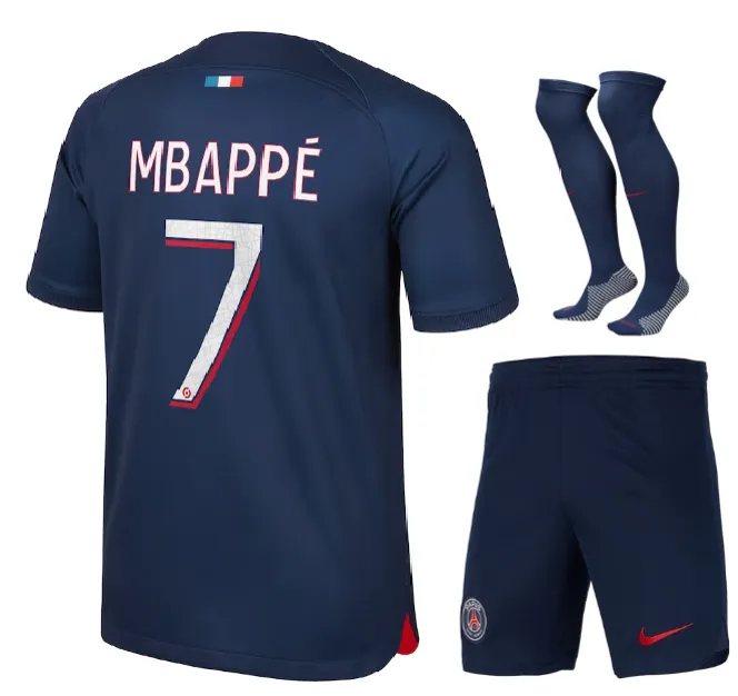Kylian%20Mbapp%C3%A9%20PSG%20T-shirt%20and%20Shorts%20Football%20Kit%20new%20design%202023/2024%20Adults%20and%20Kids%20Sizes%20Available%20-%20Image%203