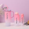 Water Bottle with Straw 3 Pcs Drinking Cup Tumbler with Handle Gradient Color BPA Grade Plastic Sippy Portable Jugs for Travel Outdoor Sports Gym Fitness Camping Mountaineering School Office Leak Proof in Summer Car Coffee Mug For Male & Female Drinkware. 