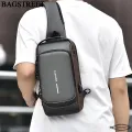 BAGSTREET New Waterproof Anti-Theft Unisex Sling Crossbody Bag with USB Charging Port and Combination Lock - Black. 