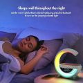 G Shape Smart Lamp - Multi-Functional Wireless Charger + Bluetooth Speaker - Digital Alarm Clock Speaker With LED display RGB Night light Table Lamp For Bed Room With 15W wireless Fast Charging. 