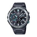 Casio Edifice Windflow Mens Black Stainless Steel Case Round Analog+Digital Solar Power, Power Saving, Mobile Link, World Time, Stop Watch, Double LED Light, Battery Level Indicator, Calendar, Timer, Multi-Function Watch-ECB-2200DD-1ADF. 