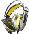 EKSA E800 Gaming Headphone Custom-Built Driver 360° Omnidirectional Retractable Mic With Yellow LED Light – Yellow Headset. 