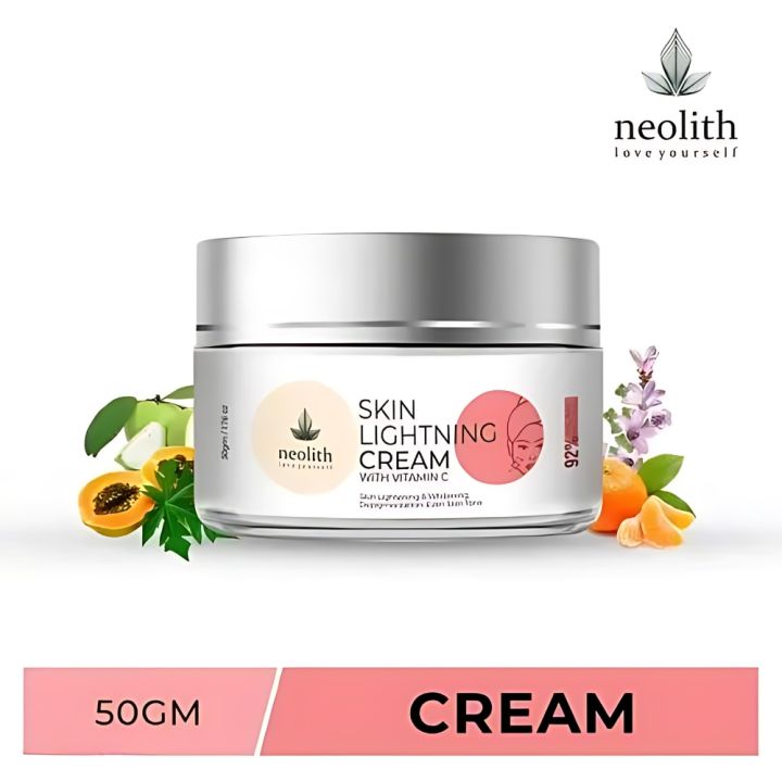 NEOLITH 92% Organic Skin Lightening Cream with Vitamin C | Brightening & Whitening | Oil-Free, Quick Absorbing | Paraben & Silicone-Free | Suitable for All Skin Types | 50g