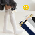 Girls socks spring and autumn two-color butterfly twist children's mid-calf socks solid color baby girl autumn long tube socks. 
