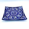 Blue Pottery Square Dish Set, Hand Made, Hand Painted, Set of 3 serving Dishes,(L) (M) (S). 