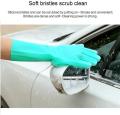 Silicone Dishwashing Gloves - Reusable & Heat Resistant Cleaning Rubber Mittens with Scrubber for Washing Dishes, Fruits, Vegetables | Suitable for Kitchen, Car, Bathroom & Pet Grooming. 