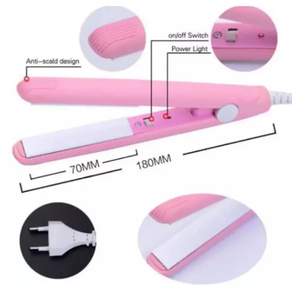 Travel sized ceramic plate hair straightener and flat iron Daraz.pk