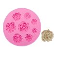 Rose Flower Silicone Fondant Mold Round 8 Cavity. 