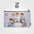 Pack of 2 BTS Drawstring Bag & BTS Pencil Pouch for Girls - Digital Printed On Cloth By Zezo. 