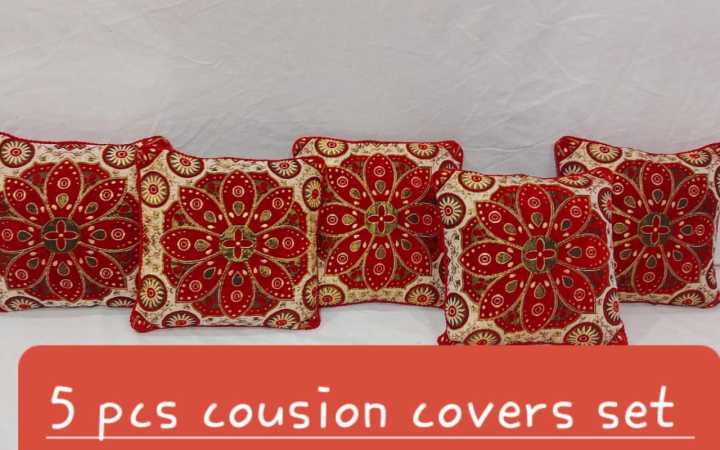 Sofa Cushion Cover Velvet Pack Of 5PC | Velvet Jacquard Cushion cover