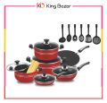 Non Stick Cookware 16 pcs gift Set smart 16 pcs King Cook cooking set - 16 Pcs - Grey & Black. 