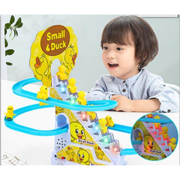 Small Duck Ladder Tail with Slider for Kids |  Duck Slide Toy Set, Funny Automatic Stair-Climbing Ducklings