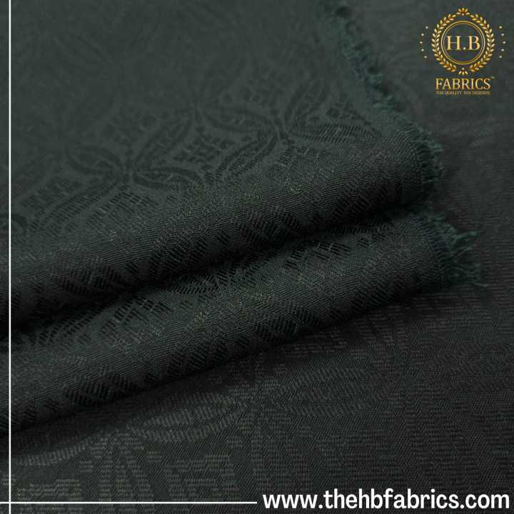 PHTHALO GREEN JACQUARD MEN`S UNSTITCHED WAIST COAT FABRIC.