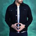 Men's Black Sherpa Denim Jacket. 