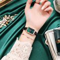 Enacolor New Leather Fashion Green Watch Quartz Watch Women Girl Accessories. 
