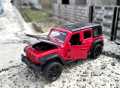 1:36 Wrangler Jeep Rubicon Diecast Model light and sound (openable Doors+Truck+Hood). 