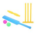 Cricket Kit Junior Plastic bat Ball Kit Cricket Playing Set for Kids Indoor Beach Outdoor Garden Play Set for 5-10 yrs Kids(1 Bat, 3 Wicket,1 Stand,2 Ball, 2 Bails), Childern Indoor Outdoor Play Plastic Cricket Bat Set (Random Color). 