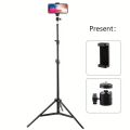 Aluminium 7 Feet Tripod Stand For Ring Light, Mobile Phones & DSLR Cameras - 360 Rotatable Portable & Adjustable 7 Ft Long Tripod With Mobile Holder & Ball Head - Best Use For Videography, Photography, Tiktok, Youtube, Studio Lighting, Equipment - Black. 