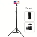 Aluminium 7 Feet Tripod Stand For Ring Light, Mobile Phones & DSLR Cameras - 360 Rotatable Portable & Adjustable 7 Ft Long Tripod With Mobile Holder & Ball Head - Best Use For Videography, Photography, Tiktok, Youtube, Studio Lighting, Equipment - Black. 