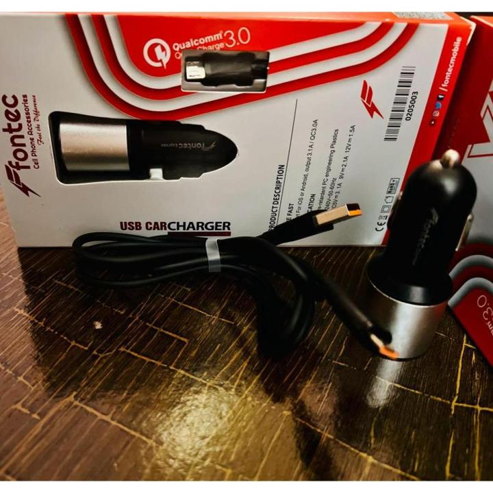 Fontec High Quality Express Car Charger with V8 8600 Micro USB Charging Cable