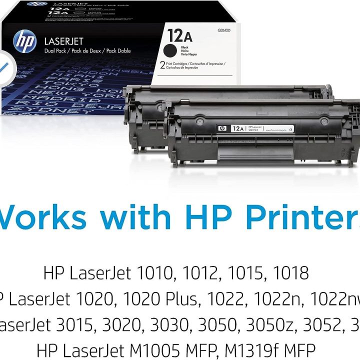 HP 12A Black Toner Cartridge | Works with HP LaserJet 1010, 1020, 3015, 3020, 3030, 3050 Series; HP LaserJet MFP M1005, M1319 Series | Q2612A with Returned Warranty By Asian Printers