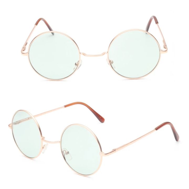 【SHOUMAN factory Store】Retro hippie Metal round sunglasses Metal circle round tinted lens sunglasses Super hippie chic style