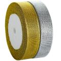 Glitter Ribbon 1 Inches Length 16 Meter Silver and Golden for Crafts, Gifts, Wrapping, Decorations & Arts. 