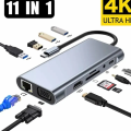 11 In 1 USB Hub - 4k HDMI - Type C to HDMI, VGA, LAN - USB 3.0 C HUB - USB Hub For PC Computer - Ethernet 10/100/1000Mbps - SD/TF Card Reader - USB Ports - Audio Port. 