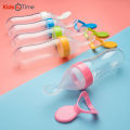 Baby Silicone Feeding Bottle Spoon Baby Food Feeder with Standing Base for Infant Dispensing and Feeding, 90ml. 