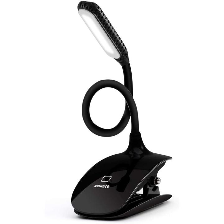 Led Clip Reading Book Light-Raniaco Daylight 12 LEDs USB Rechargeable Reading Lamp-3 Brightness,Touch Switch Bedside Book Light with Good Eye Protection Brightness