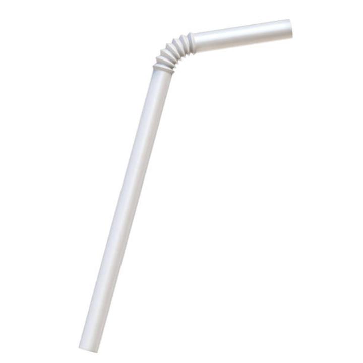 [100pcs/pack] PP White Flexible Drinking Straw for Juice/Cold Drink/Shakes