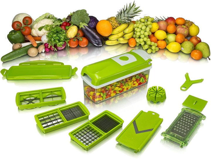 Nicer Dicer Plus 14-in-1 Vegetable Cutter, Fruit Slicer, Vegetable Peeler, All-in-One Vegetable & Fruit Slicer, Peeler & Grater