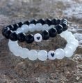 Korean Beaded Bracelet with Mini Heart Charm – Cute Handmade Fashion Jewelry for Girls & Women. 