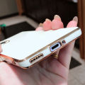 For OPPO A16 Cover with Makeup Mirror Shiny Plating Square Bumper Girls Phone Case Soft TPU Silicone Shockproof Protective Back Cover. 