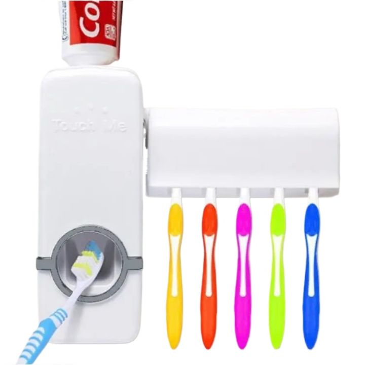 Automatic Toothpaste Dispenser with 5 toothbrush Holder | Wall Mounted ...
