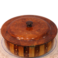 AL-SADIQ TRADERS | Wooden Hot Pot With Brass Work Hot Pot Handmade Kitchen Accessories 12 x 12 inch customized. 