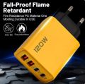 120W USB-C PD Fast Charger | Type-C Quick Charge 4.0/3.0 Wall Adapter for iPhone, Samsung & Android  – Dual Port with Smart Protection for Rapid Charging. 