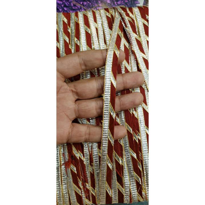 Mahroon Dhanak pipin lace / 10 yards in pack  / pipin lace / Pipin finishing lace / Half inch pipin lace / High super premium quality lace / 4 side dupatta finishing lace/