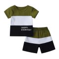 2PCS Summer Kids Baby Boy Fashion Clothes Set Thin Cotton Short Sleeve Patchwork T-shirt + Short Pants Toddler Outfits for Boys. 