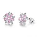 Party Collection Pink Crystal Zircon Cherry Blossom Flower Stud Earrings for Girls & Women - PENG-ER-06. 