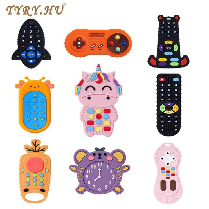 TYRY.HU 1Pc Baby Silicone Teether Remote Control Shape Teether Rodent Gum Pain Relief Teething Toys Sensory Educational for Kids