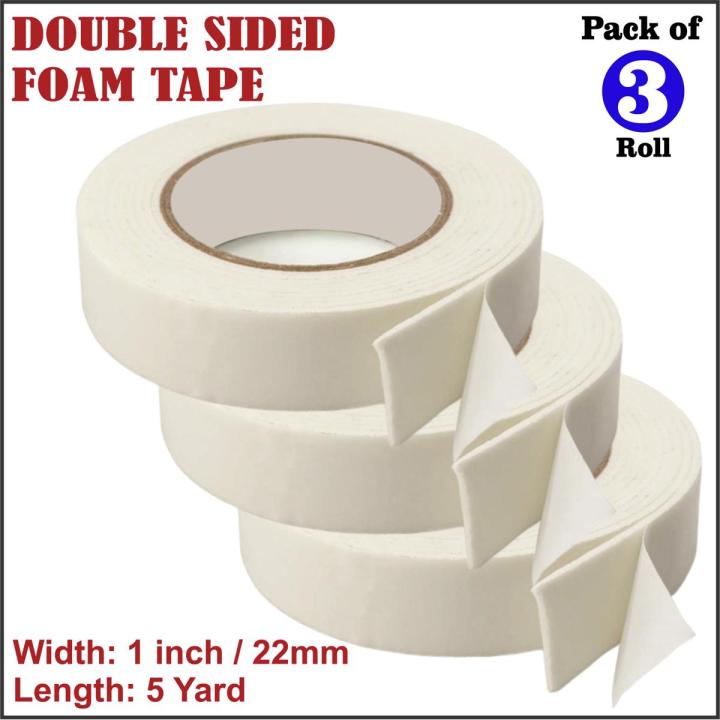 Double-Sided Adhesive Sticky Tape, Premium Permanent Double Sided Tape for Photos/ Documents/ Wallpaper And Many Other Craft Projects (1 inch x 5 yards) Double Side Foam Tape Super Strong Stickiness