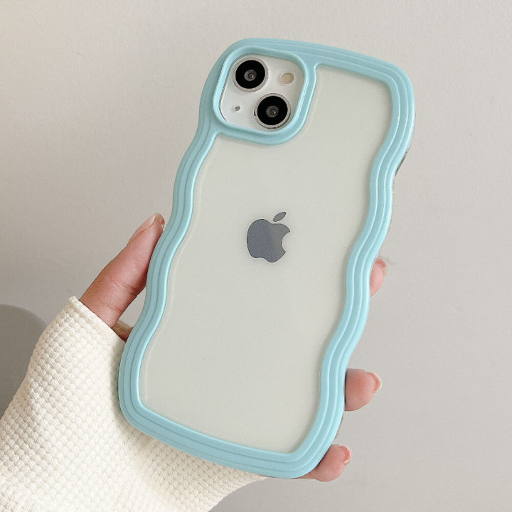 HOCE Fashion Cute Clear Curly Wave Cases For iPhone 13 12 11 14 15 16 Pro Max 13 12 Pro X XS XR 14 16 Plus Case Hybrid Shockproof Transparent Phone Cover